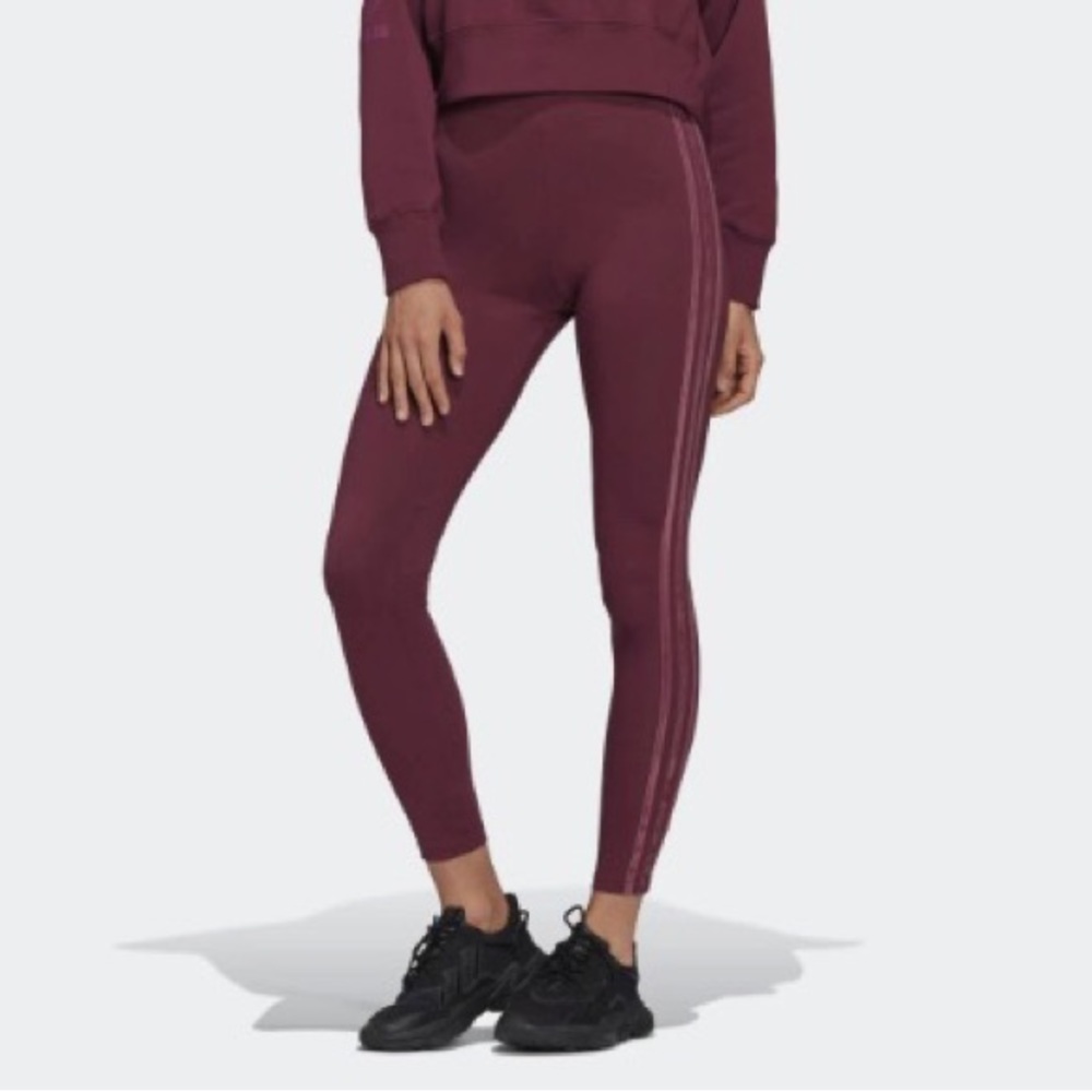 NWT Adidas Originals Maroon Velvet Stripes Tights (Size Small)